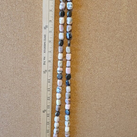 Long Chunky Pink Stone Necklace with Silver Beads, EUC - Picture 8 of 8